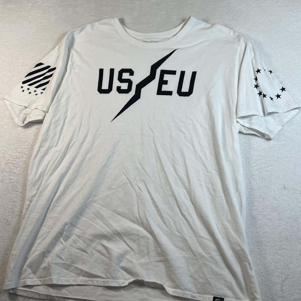Nike Golf US‎ EU Shirt Mens 2XL White Patriotic Flag Stars Graphic Tee Top